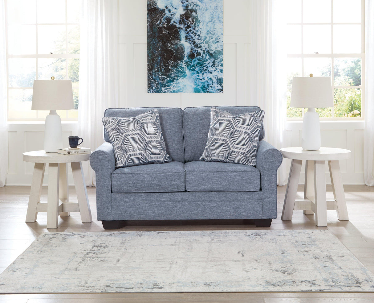 Carissa Manor Denim Performance Fabric Loveseat by Ashley at Eve Furniture