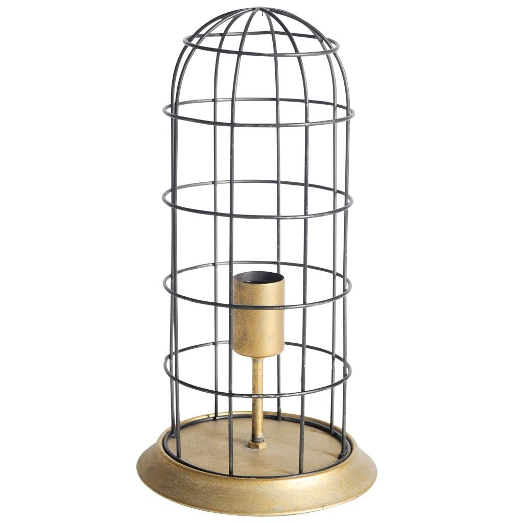 Carkner I (38"H) Gun-Metal Grey Cylindrical Metal Cage Table Lamp by Mercana at Eve Furniture