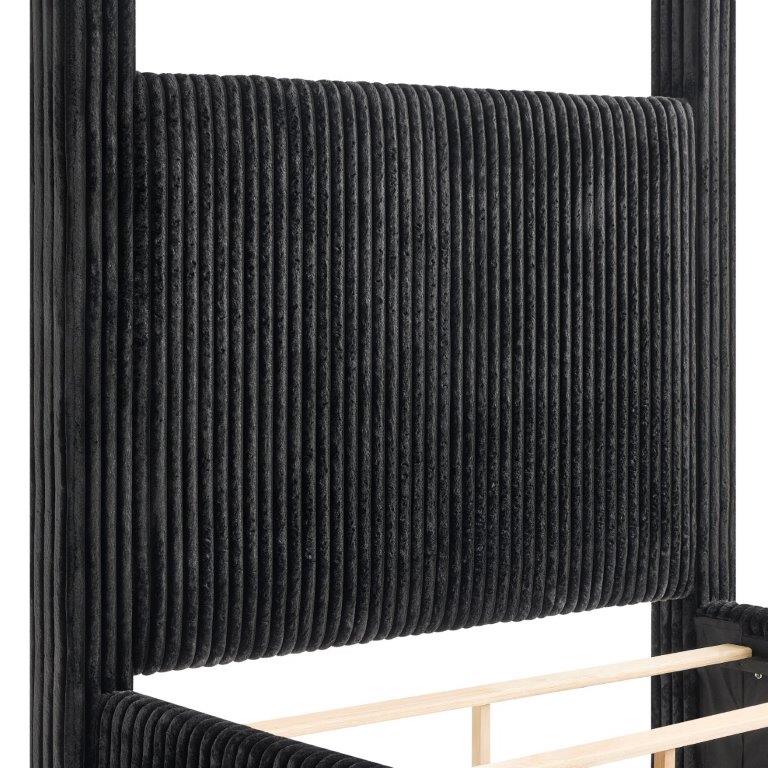 Carla Black Queen Upholstered Canopy Bed by Crown Mark at Eve Furniture