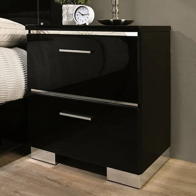 Carlie Black Chrome 5-Piece Queen Bedroom Set by Furniture of America at Eve Furniture