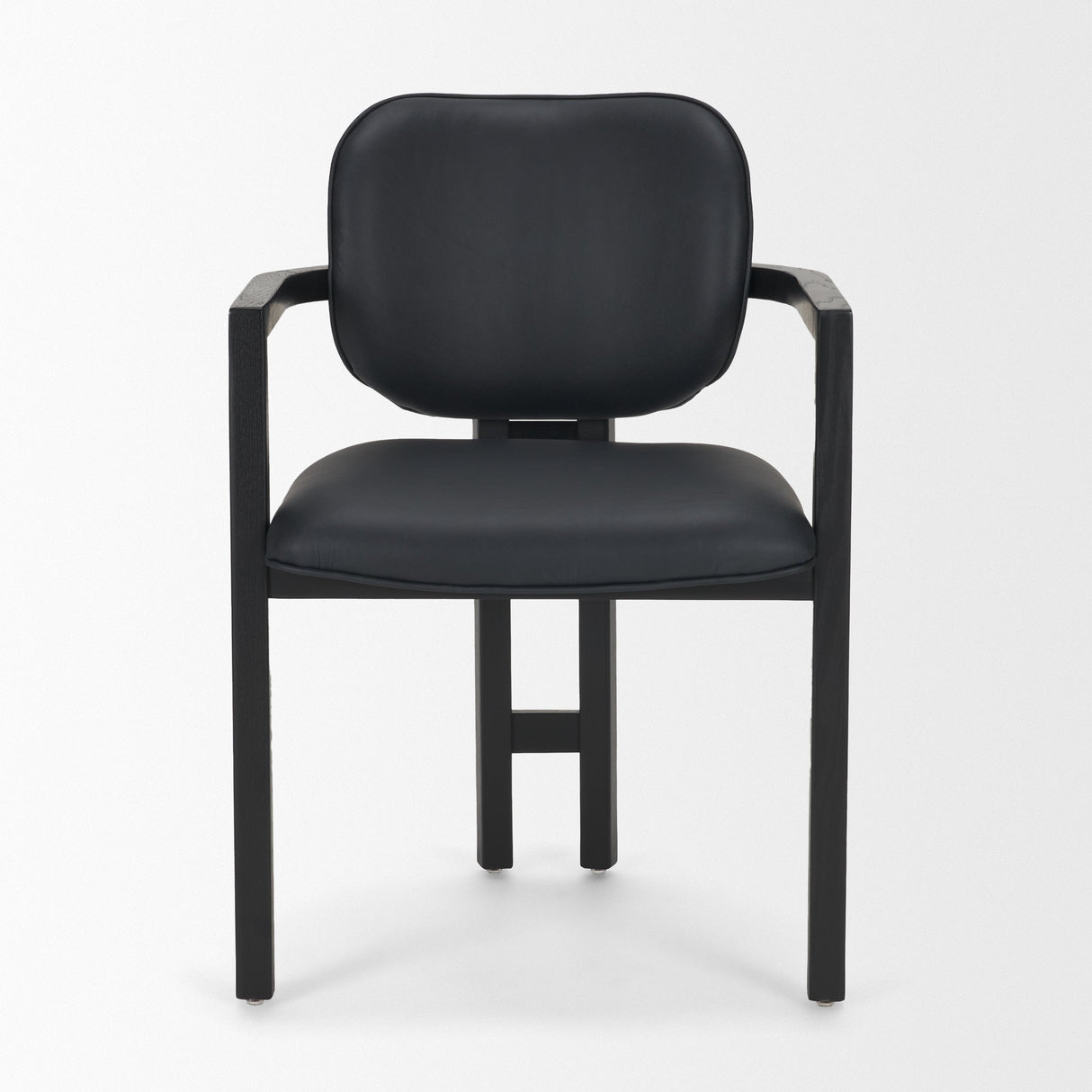 Carlisle Curved Back Black Leather Tripod Frame Dining Armchair by Mercana at Eve Furniture