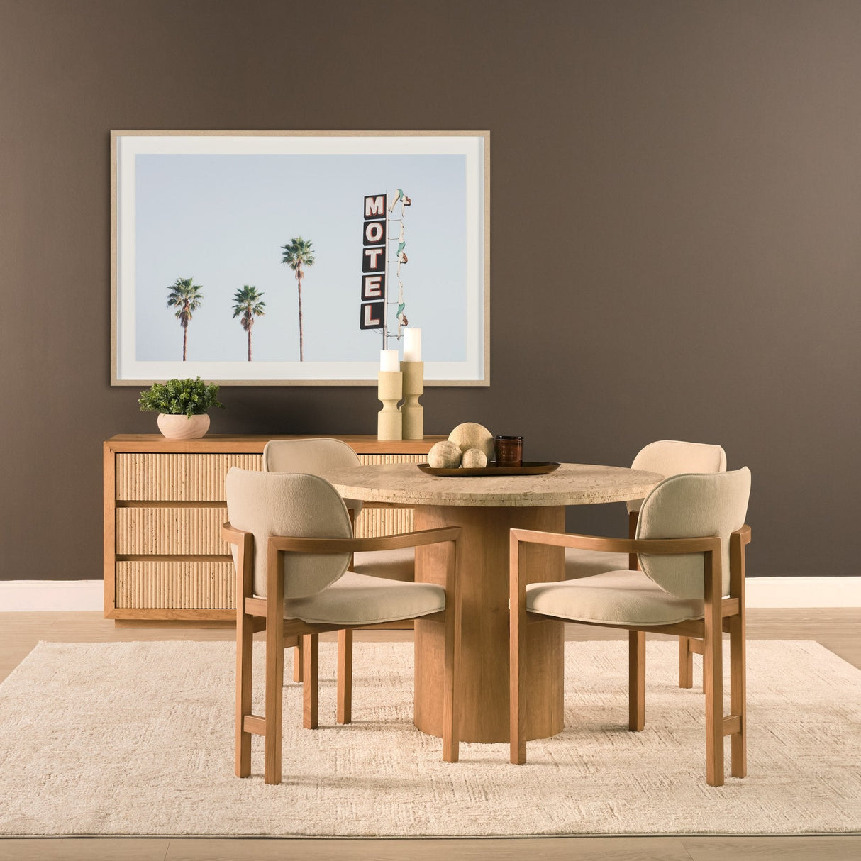 Carlisle Curved Back Cream Chenille Tripod Frame Dining Armchair by Mercana at Eve Furniture