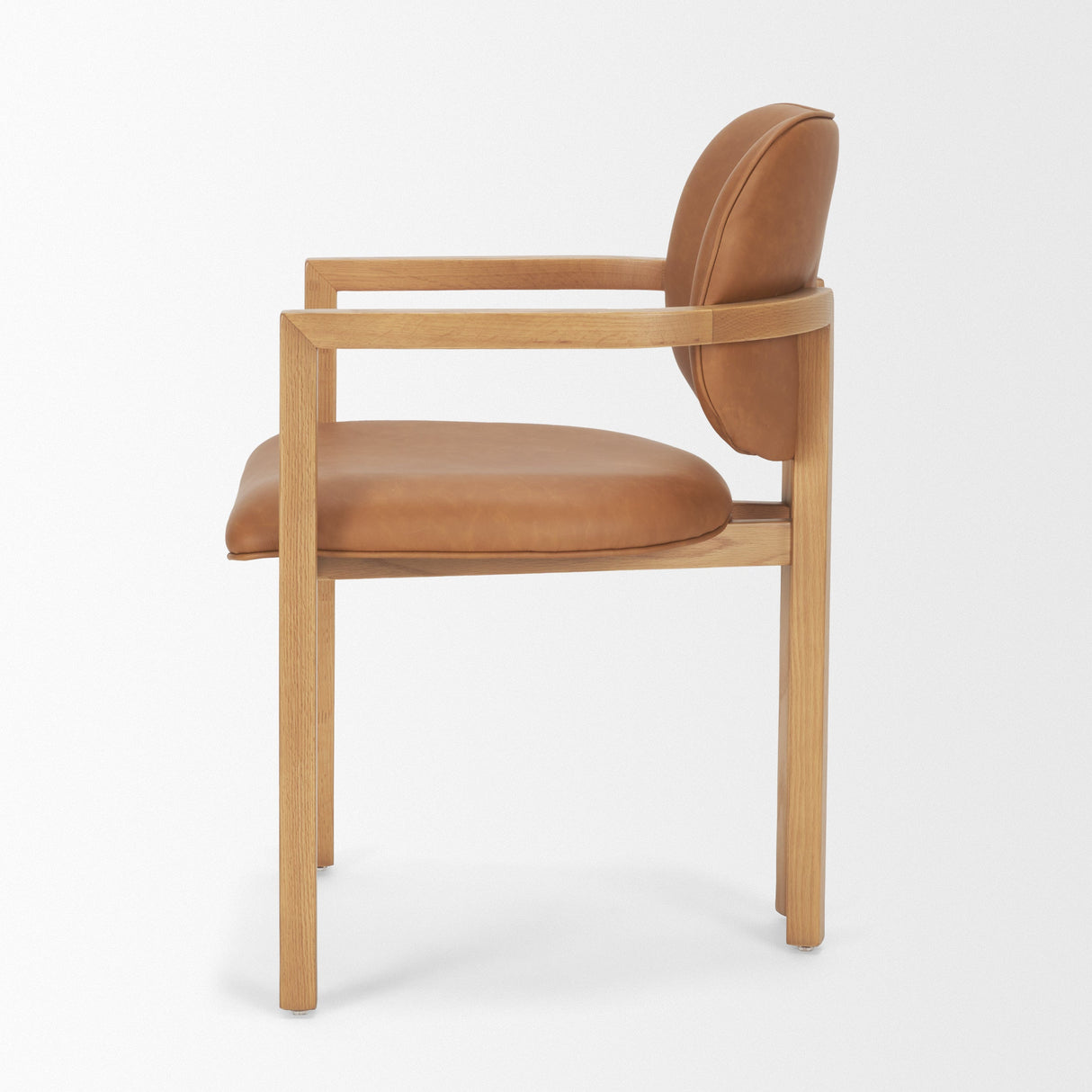 Carlisle Curved Back Tan Leather Tripod Frame Dining Armchair by Mercana at Eve Furniture