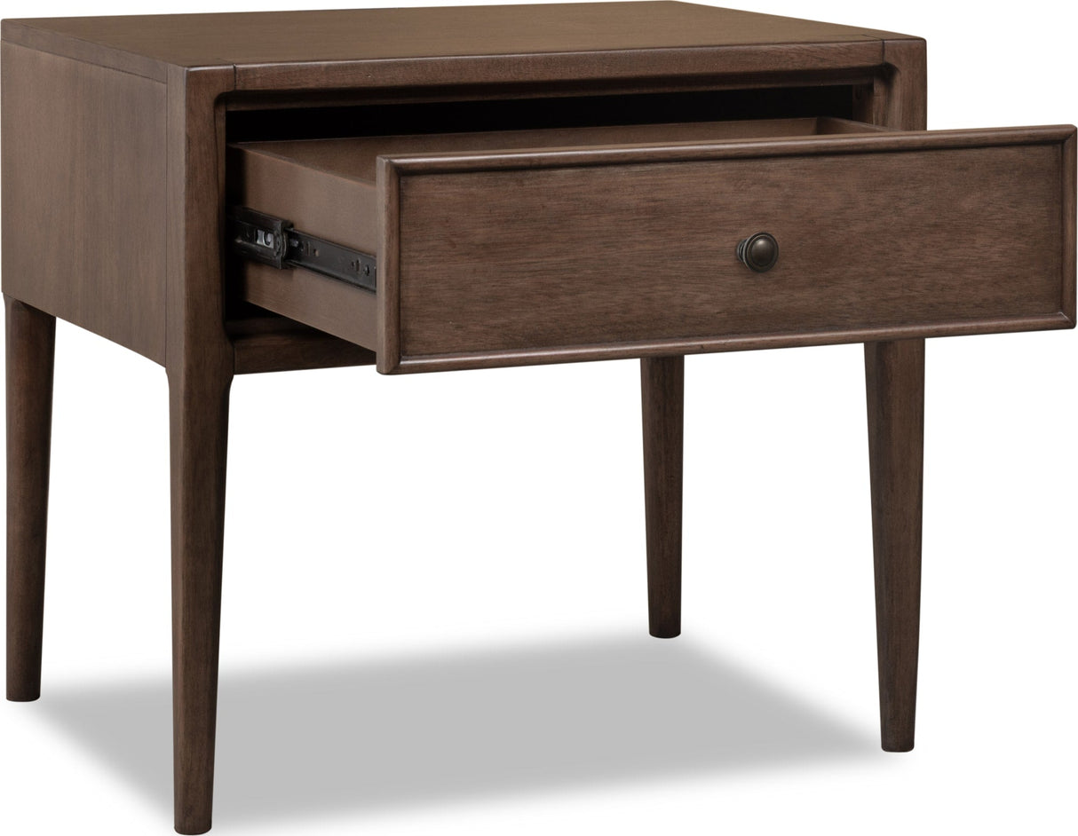 Carlisle Pecan Pie One Drawer Nightstand w/CM by Modus Furniture at Eve Furniture