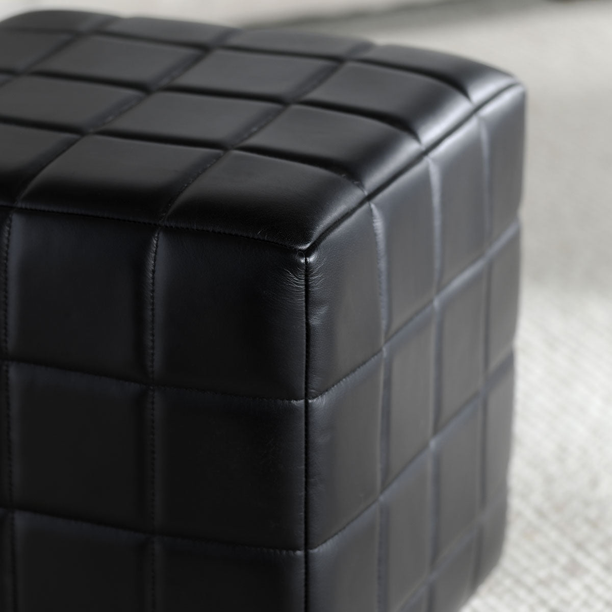 Carlo Black Leather Square Ottoman by Classic Home at Eve Furniture