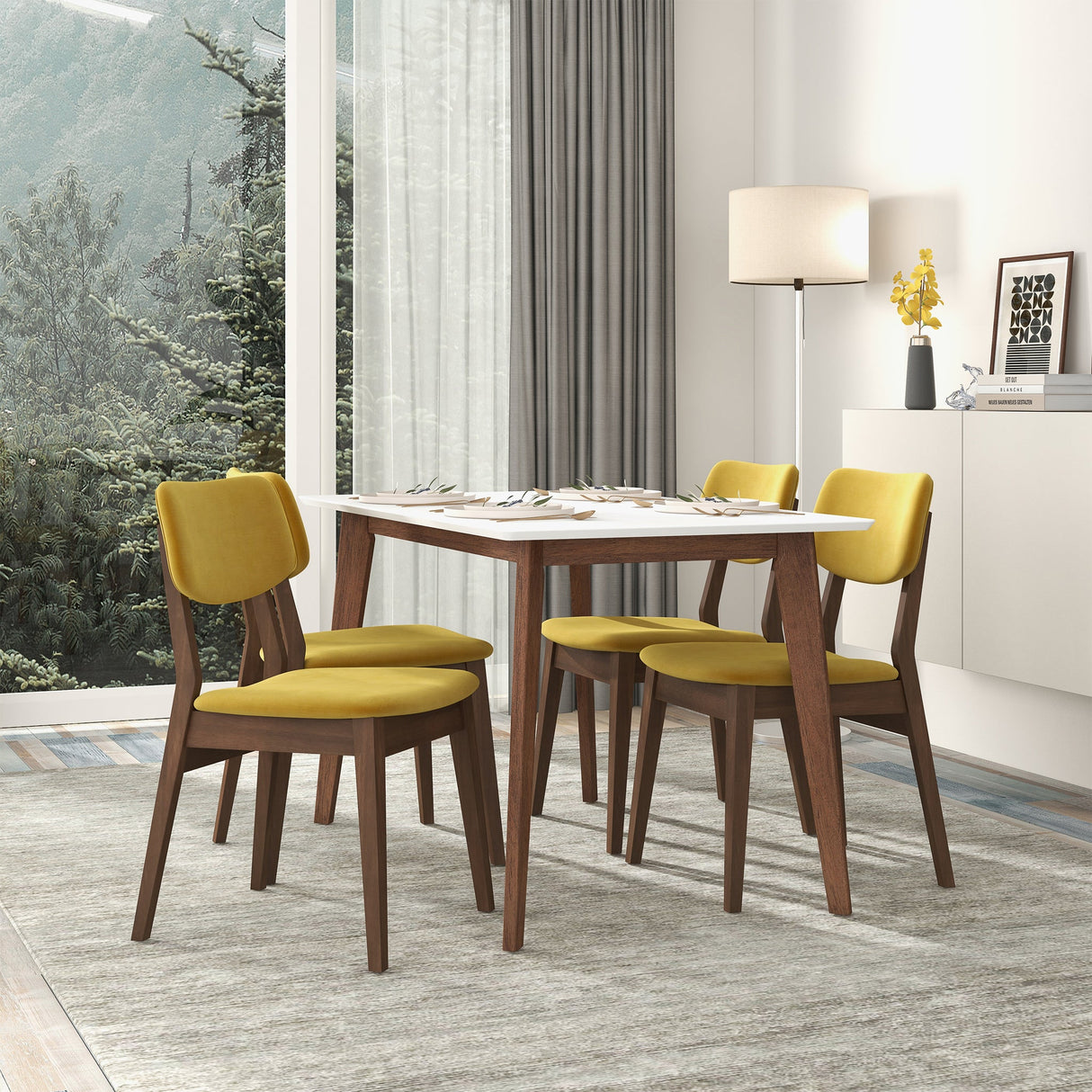 Carlos Dark Yellow Velvet Solid Back Side Chair (Set Of 2) by Ashcroft Furniture at Eve Furniture