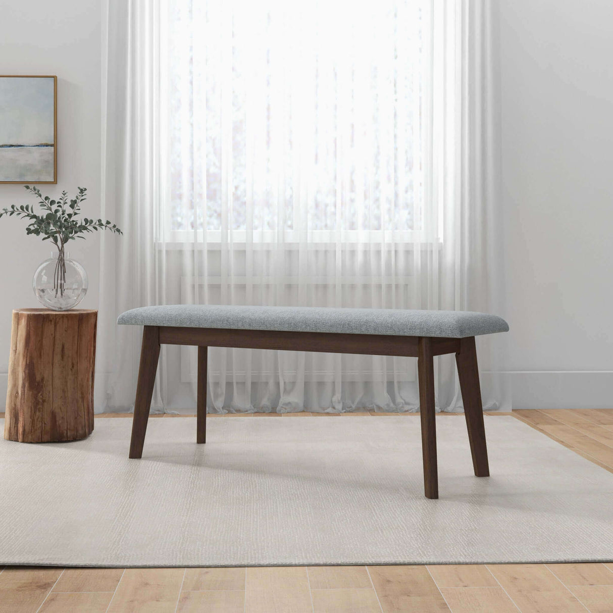 Carlos Fabric Upholstered Solid Wood Bench 47" by Ashcroft Furniture at Eve Furniture