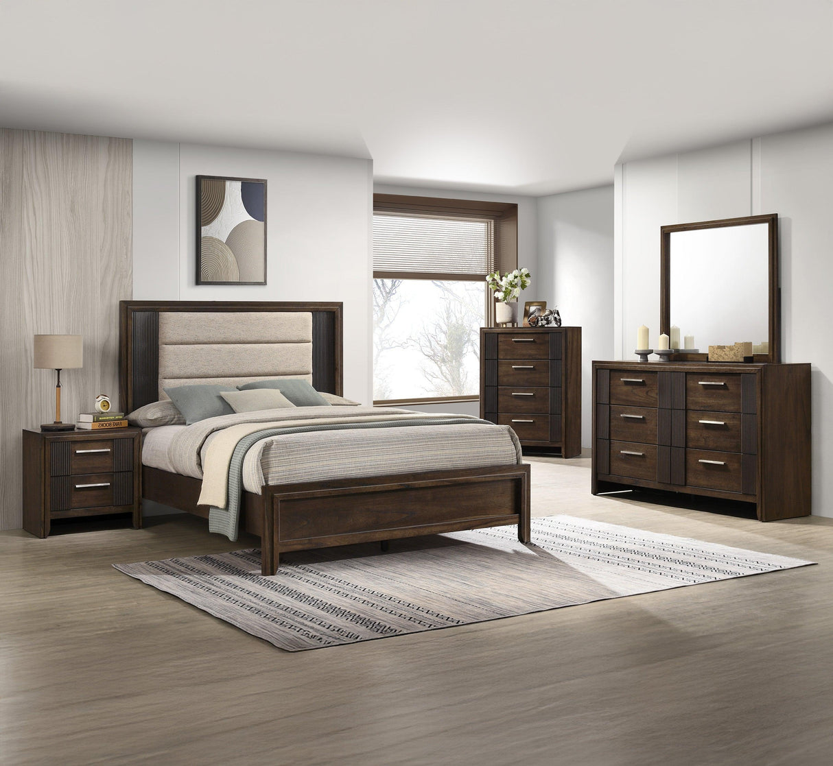 Carlton Brown King Panel Bed by Crown Mark at Eve Furniture