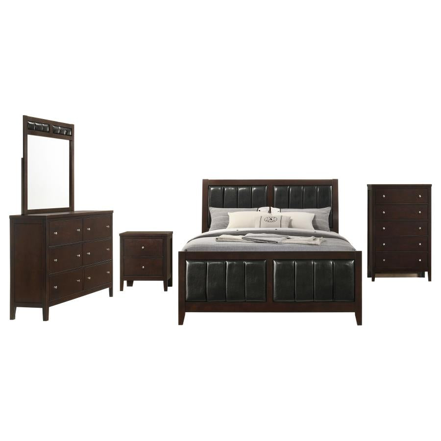 Carlton Cappuccino 5-Piece Queen Bedroom Set with Upholstered Headboard by Coaster at Eve Furniture