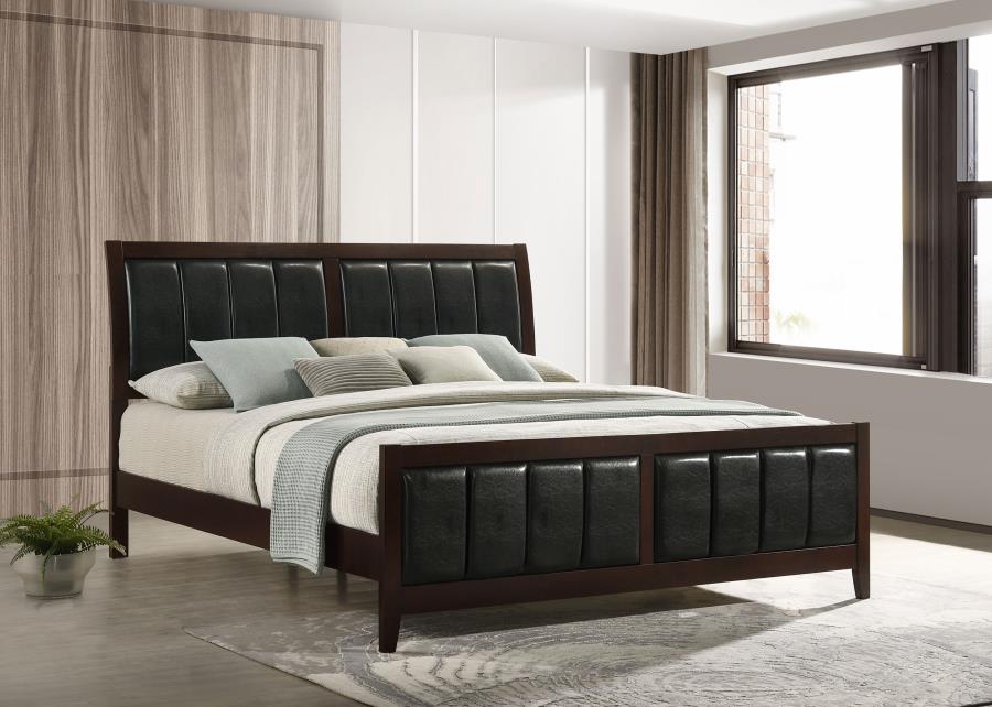 Carlton Cappuccino/Black Eastern King Upholstered Bed by Coaster at Eve Furniture