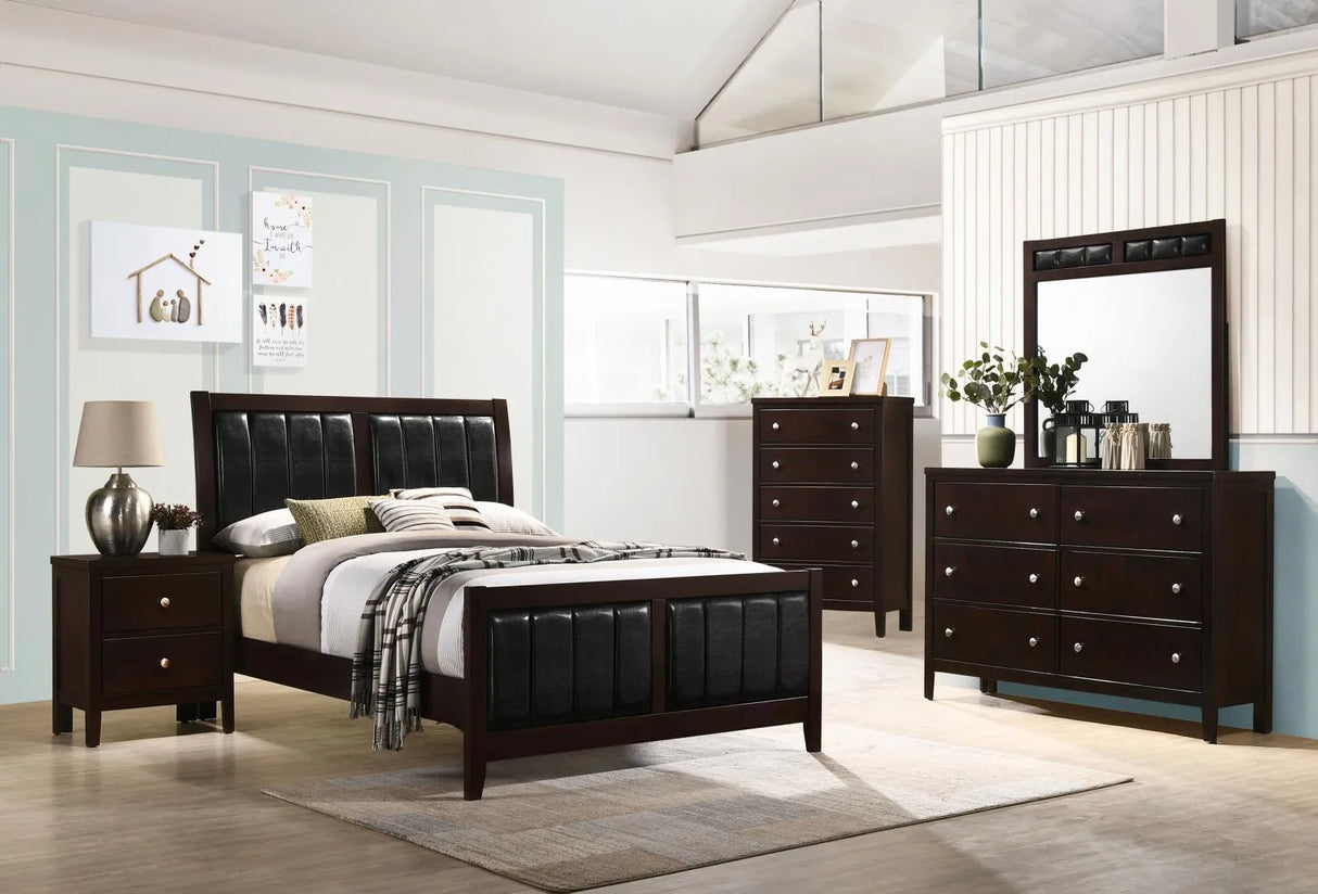 Carlton Cappuccino/Black Full Upholstered Panel Bed by Coaster at Eve Furniture