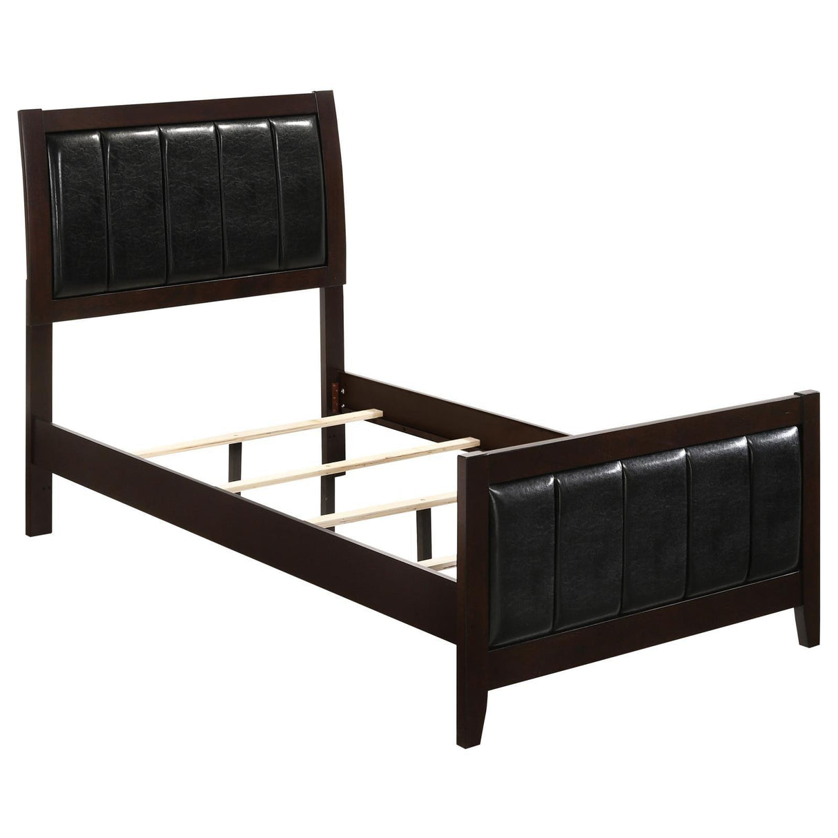 Carlton Cappuccino/Black Twin Upholstered Panel Bed by Coaster at Eve Furniture