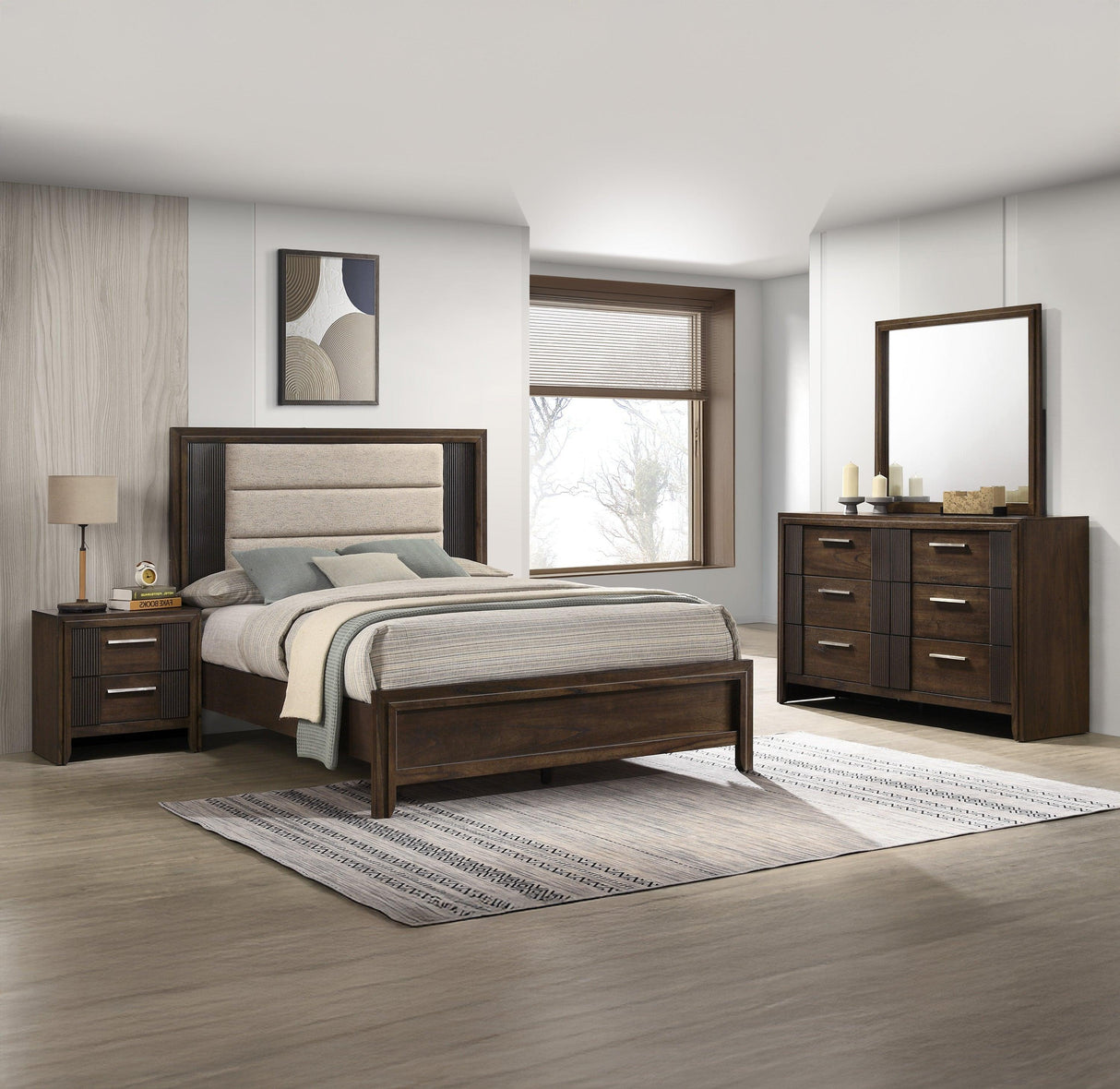 Carlton Brown Upholstered Panel Bedroom Set by Crown Mark at Eve Furniture