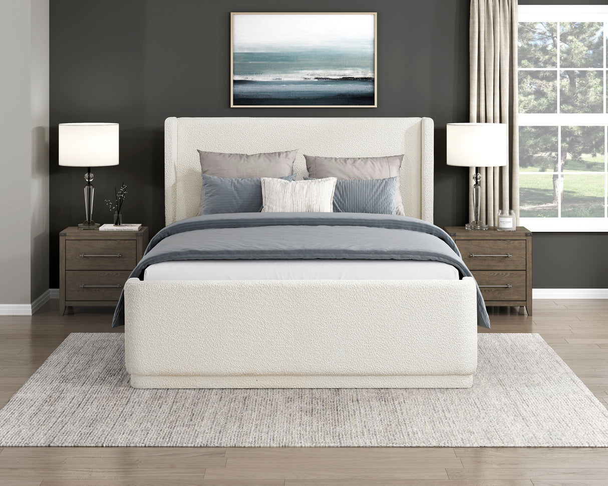 Carmel Beige Eastern King Upholstered Platform Bed by Homelegance at Eve Furniture