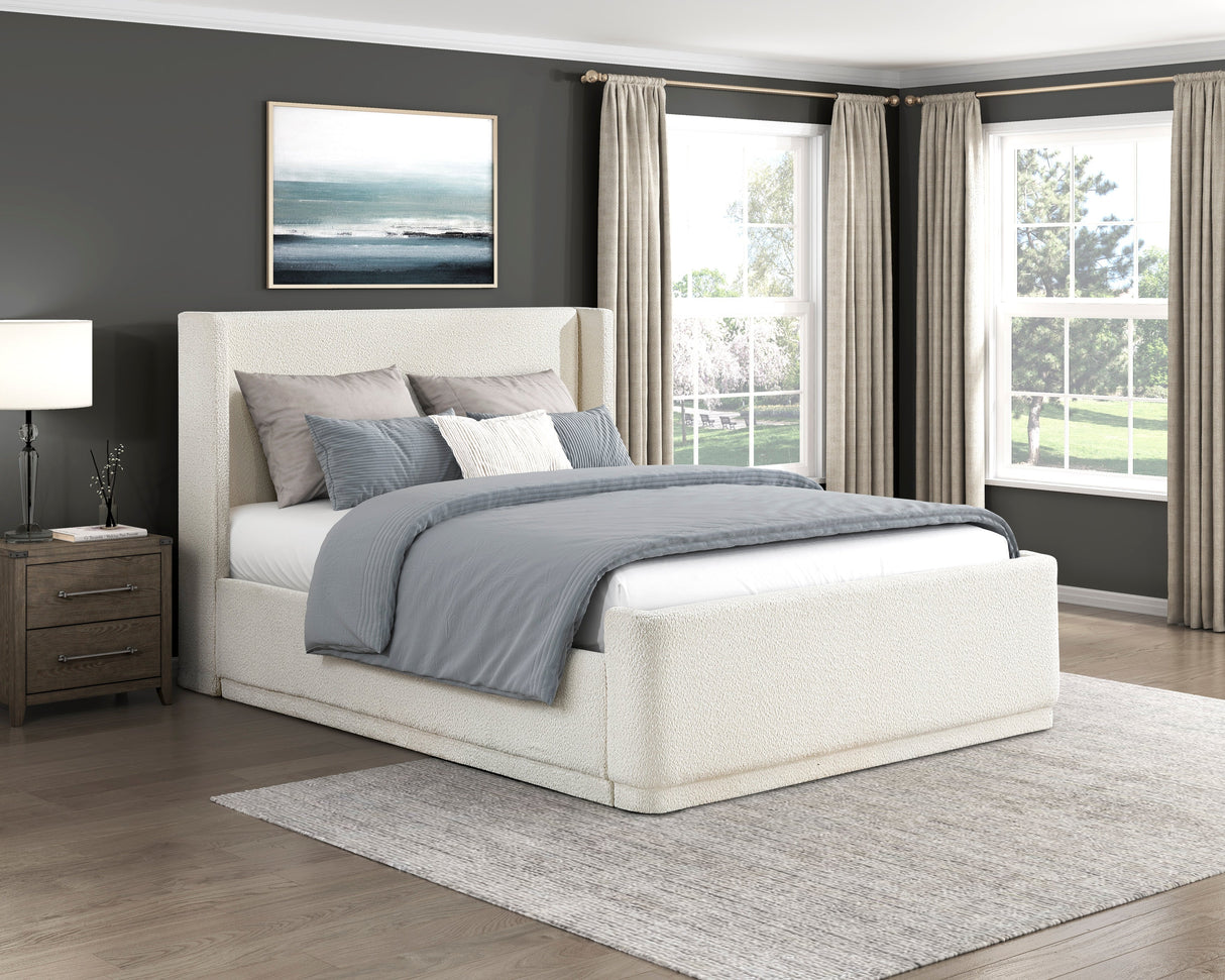 Carmel Beige Queen Upholstered Platform Bed by Homelegance at Eve Furniture