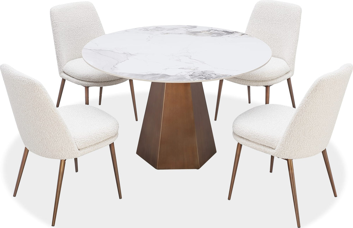 Carmel Chanelle/Bronze Stone Top Round Dining Table by Modus Furniture at Eve Furniture