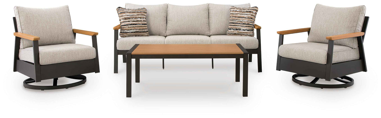 Carmel Highlands Dark Brown Outdoor Sofa,Chairs,Table (Set of 4) by Ashley at Eve Furniture