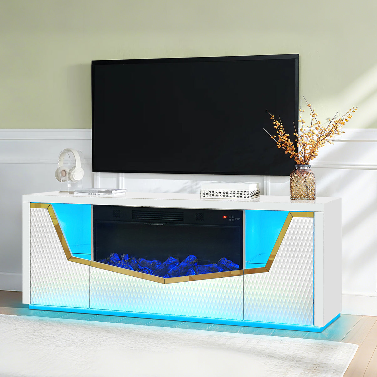 Carmela White Fireplace by New Era Innovations at Eve Furniture