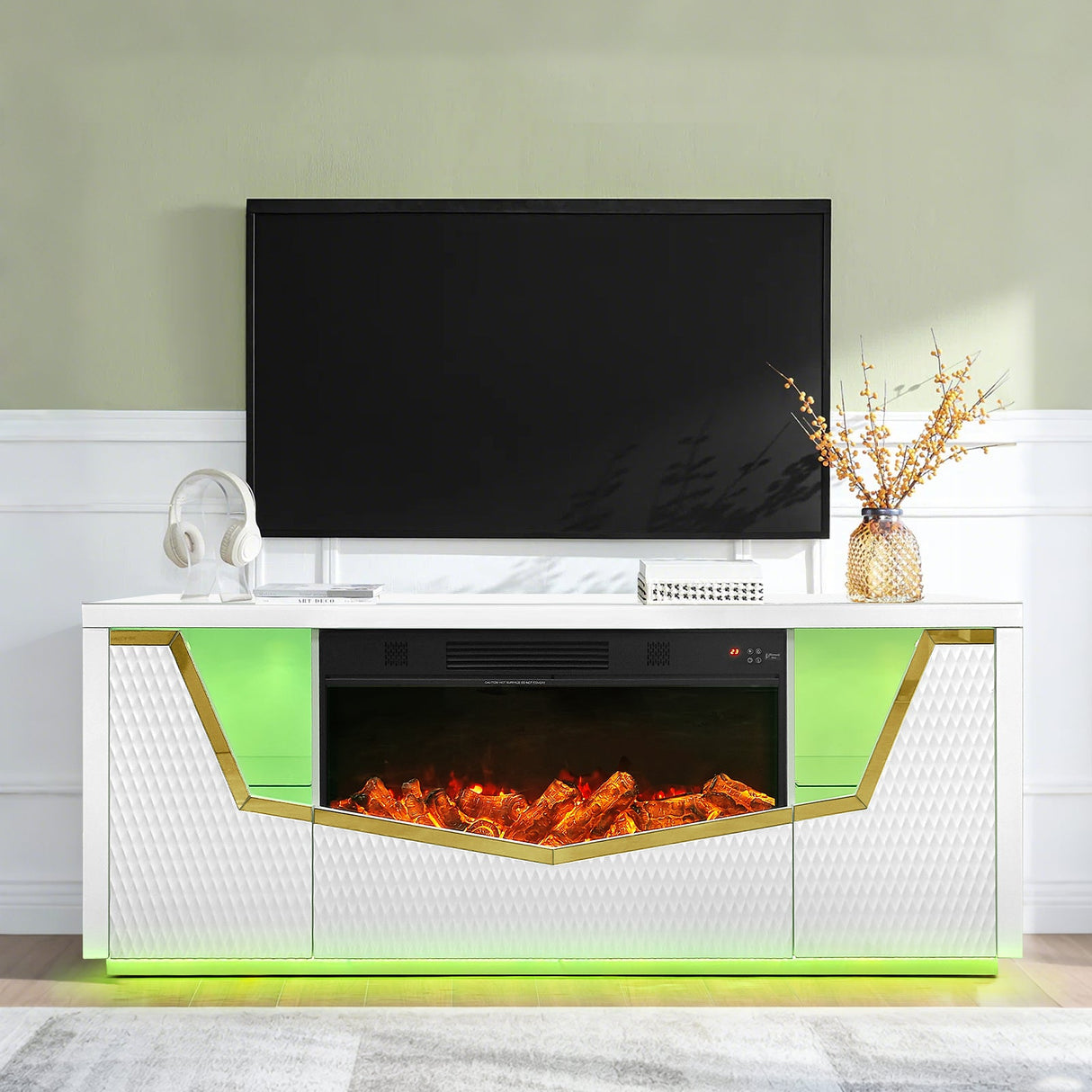 Carmela White Fireplace by New Era Innovations at Eve Furniture