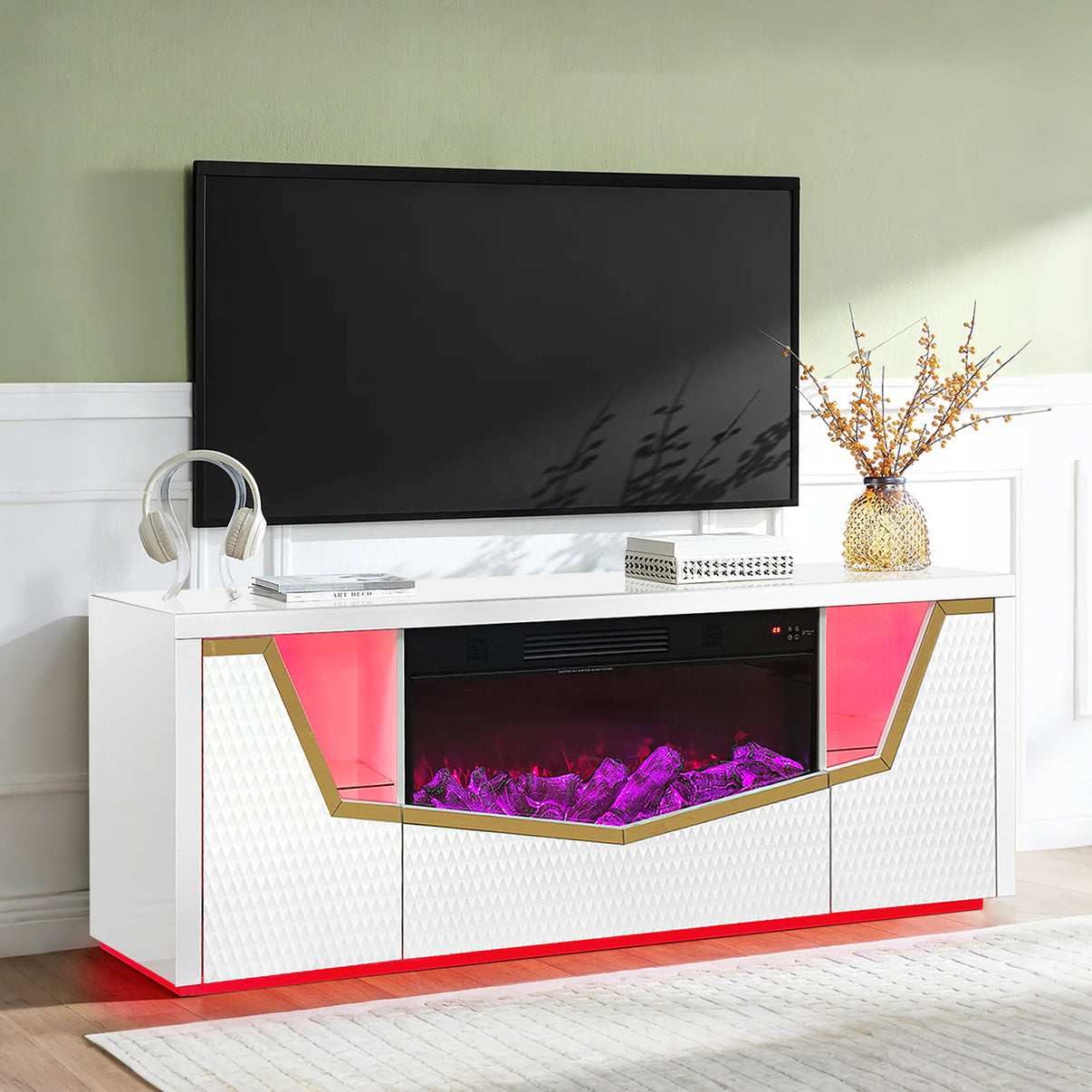 Carmela White Fireplace by New Era Innovations at Eve Furniture