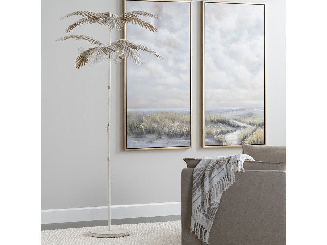 Carmichael White/Gold Floor Lamp by Crestview at Eve Furniture