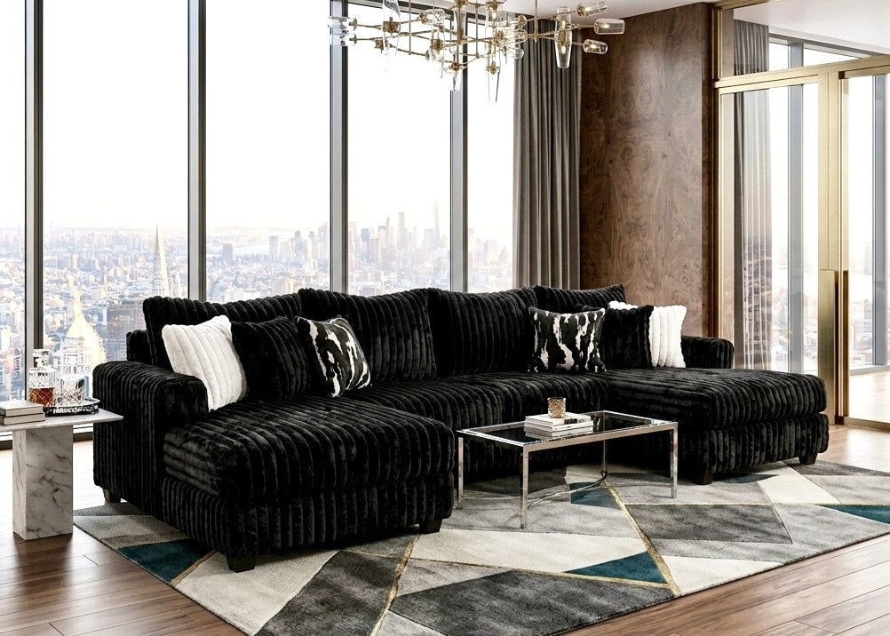 Carnaby Black Double Chaise Sectional by Happy Homes at Eve Furniture