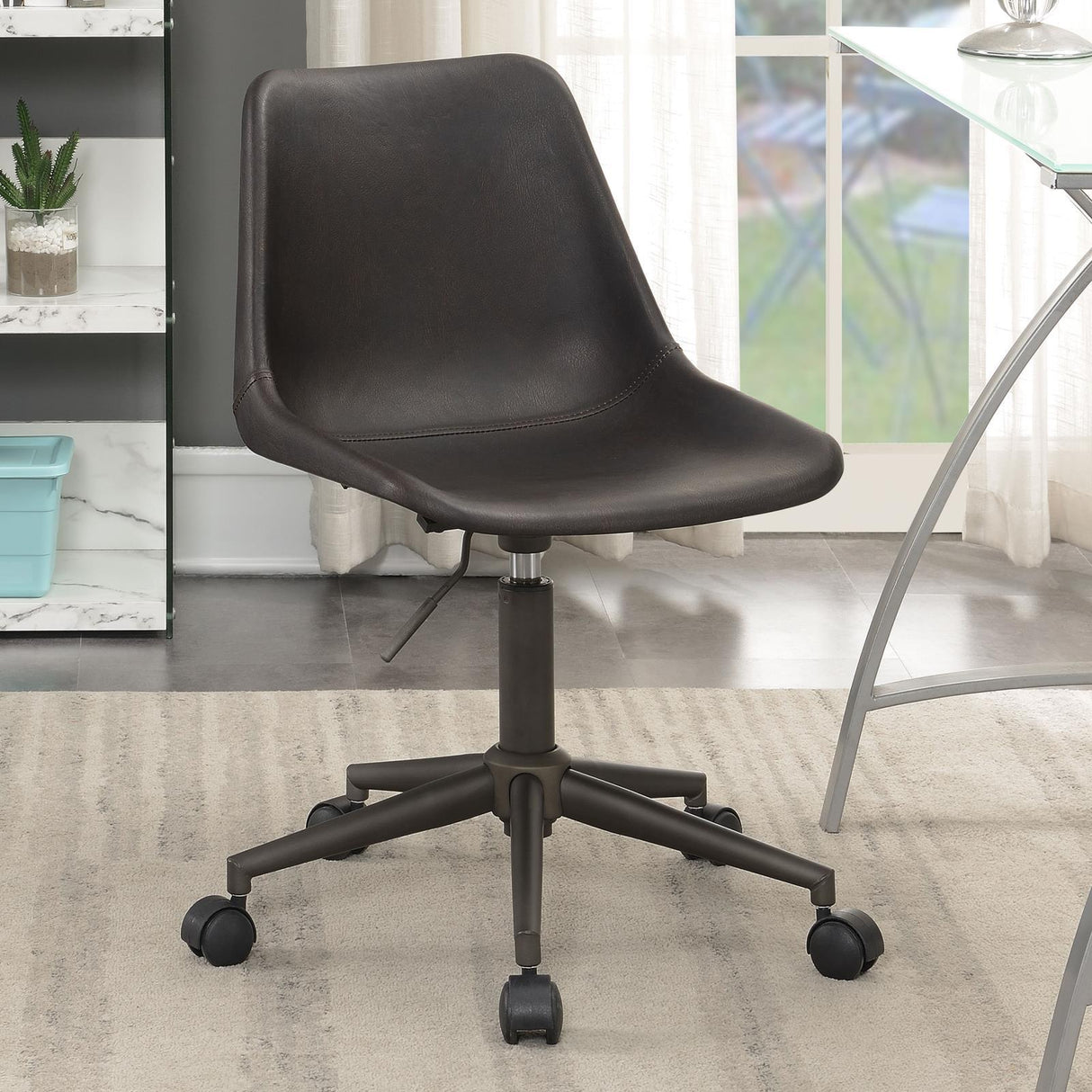 Carnell Brown/Rustic Taupe Adjustable Height Office Chair with Casters by Coaster at Eve Furniture
