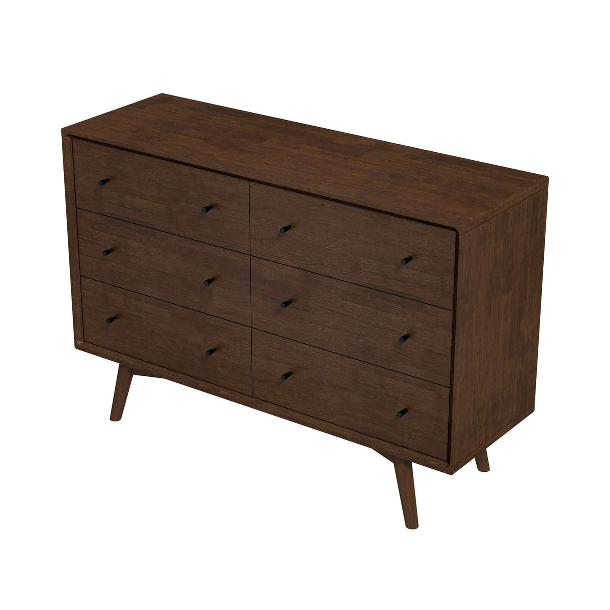 Caroline Mid Century Modern Walnut Dresser 6 Drawer by Ashcroft Furniture at Eve Furniture
