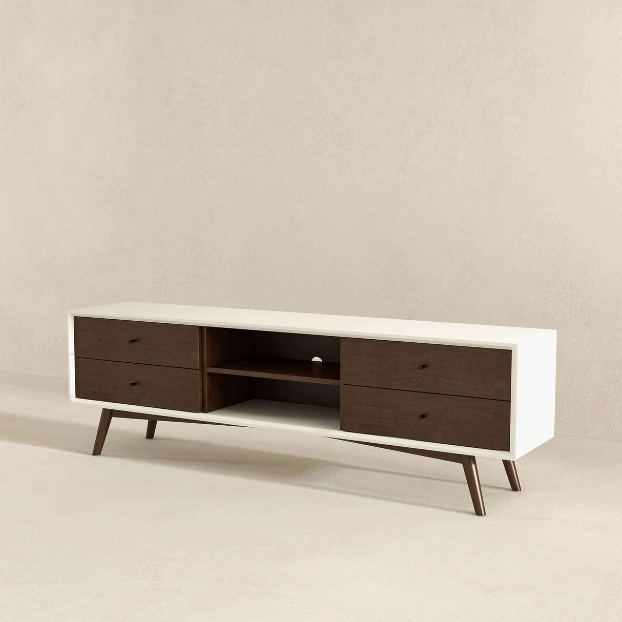 Caroline Walnut White TV Stand Up To 72" by Ashcroft Furniture at Eve Furniture