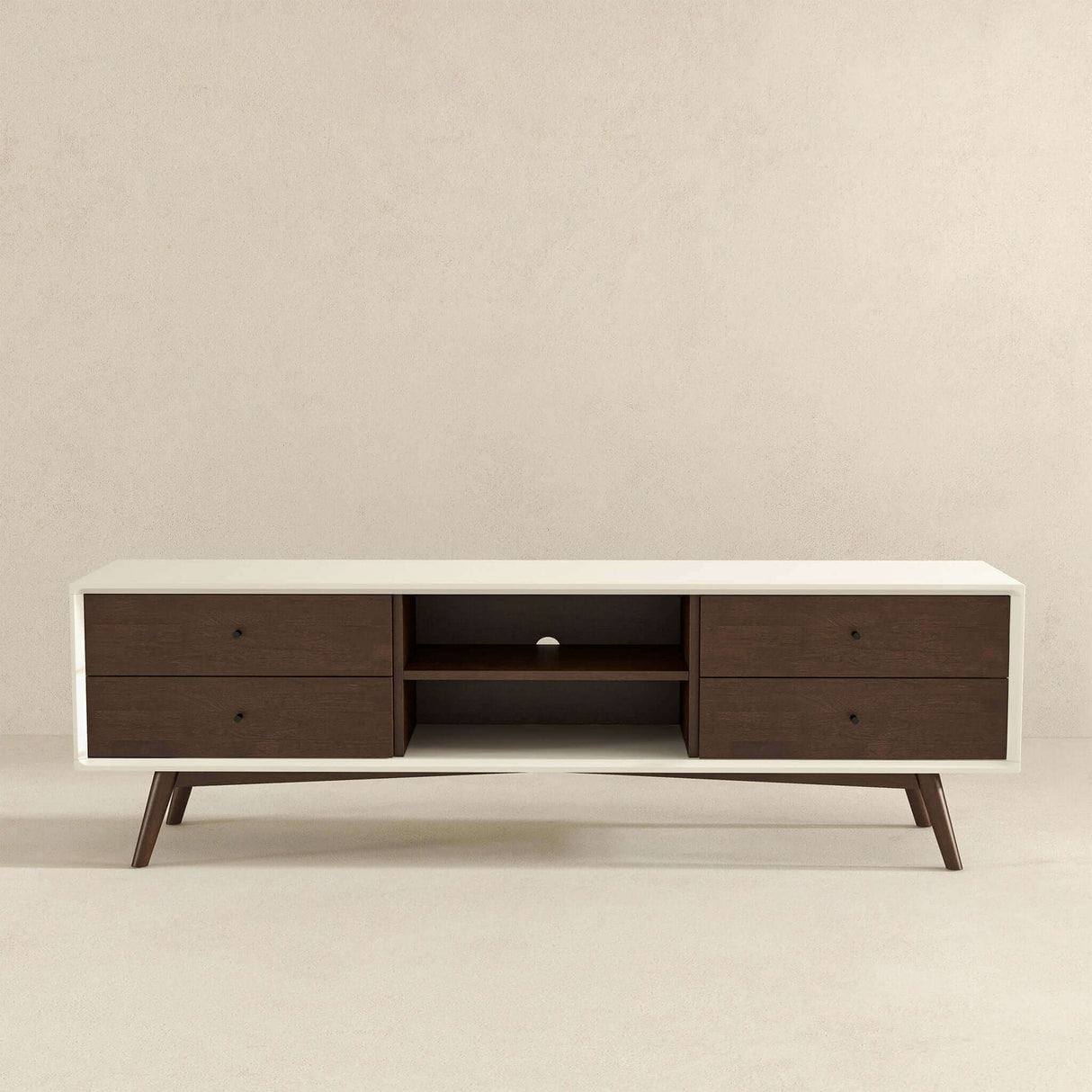 Caroline Walnut White TV Stand Up To 72" by Ashcroft Furniture at Eve Furniture