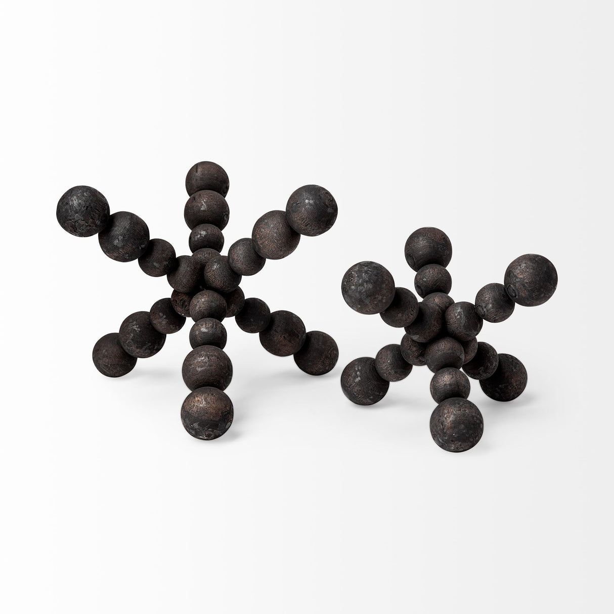 Carollan I (Small) 7L x 7W Black Geometric Wood Ball Jack by Mercana at Eve Furniture