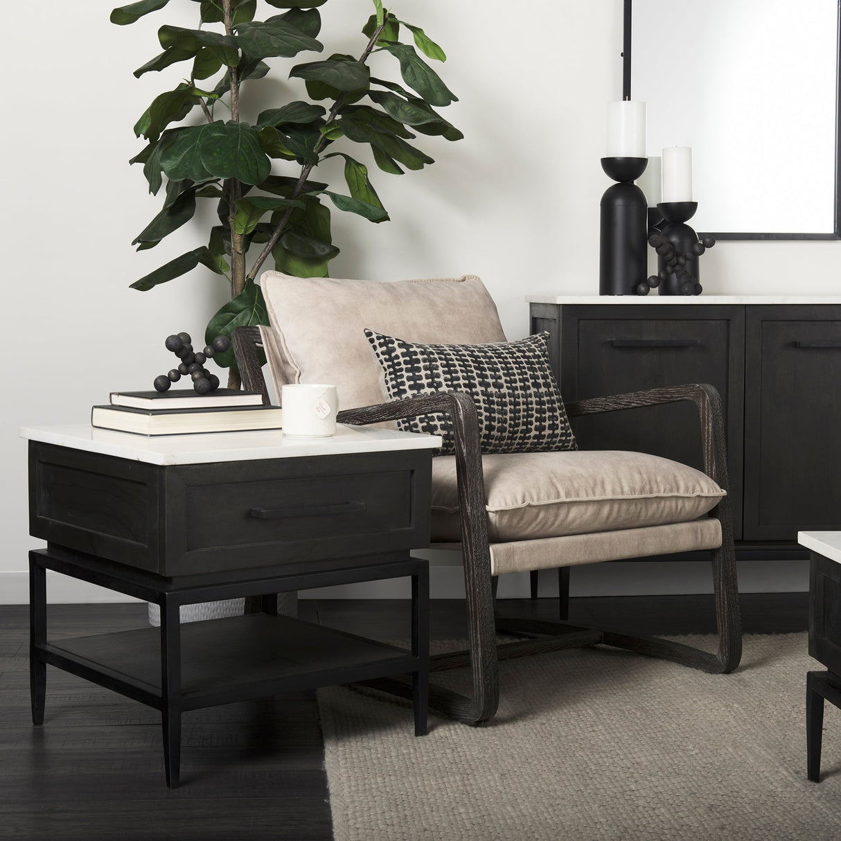 Carollan II (Large) 9L x 9W Black Geometric Wood Ball Jack by Mercana at Eve Furniture