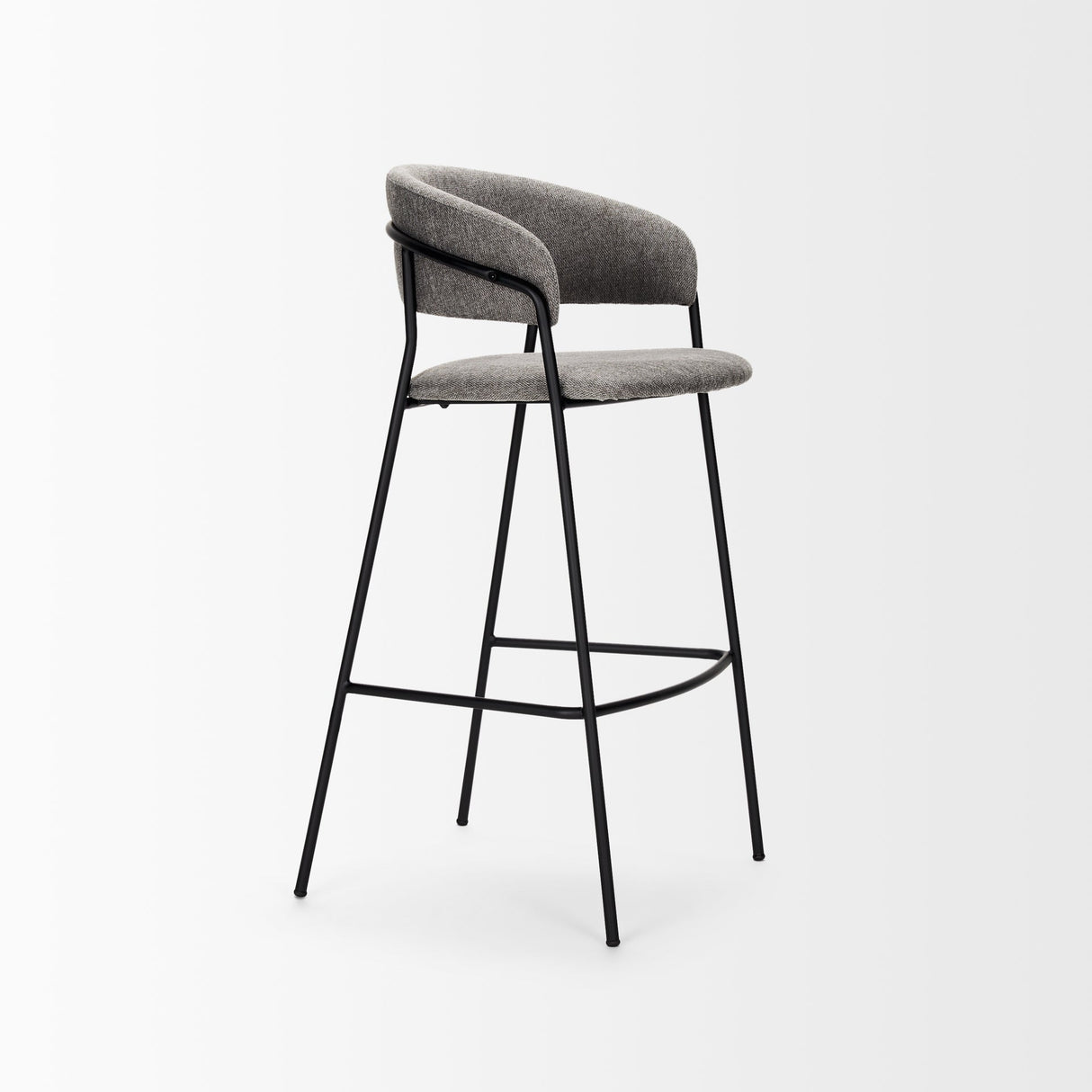 Carolyn Bar Stool w/ Gray Fabric & Matte Black Metal by Mercana at Eve Furniture
