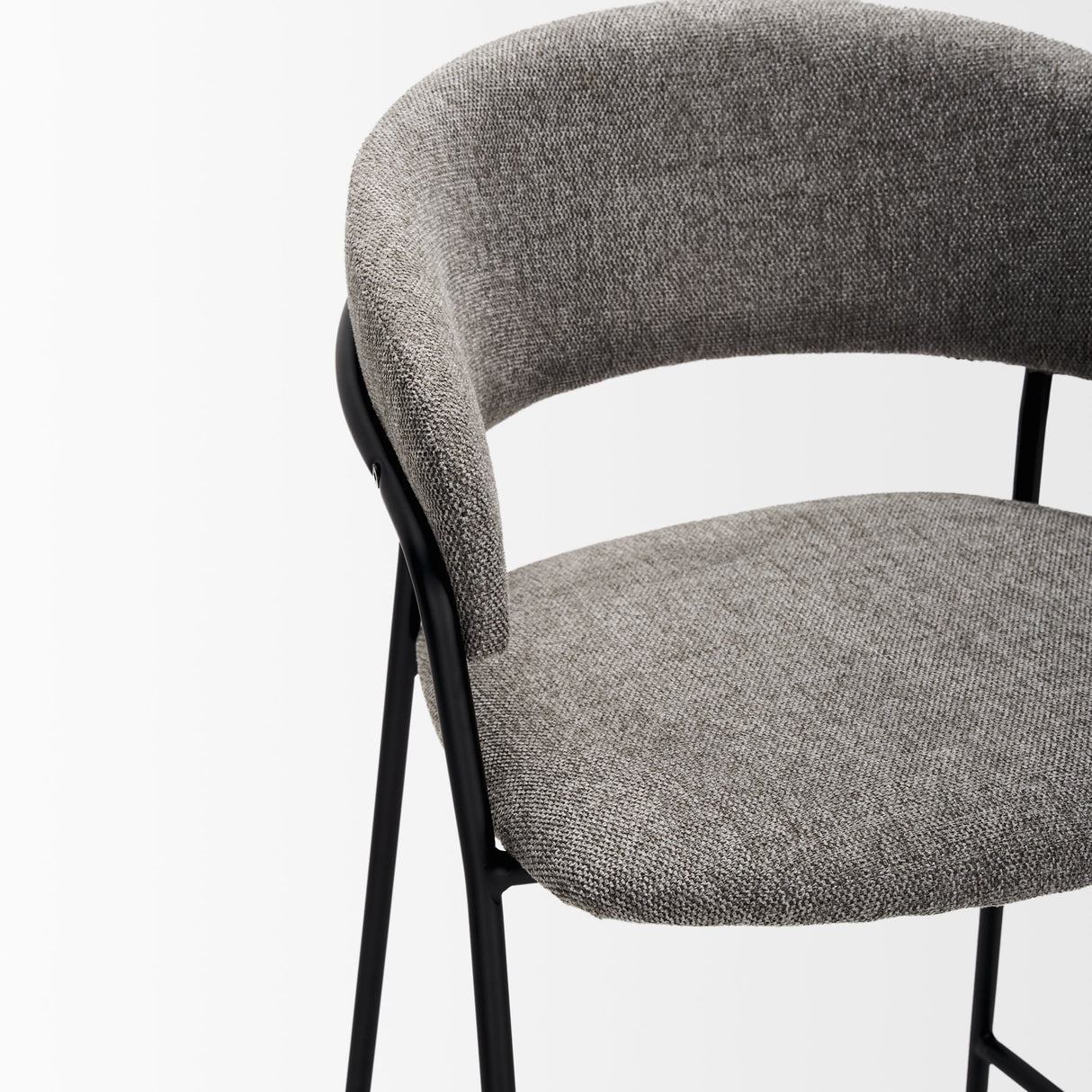 Carolyn Bar Stool w/ Gray Fabric & Matte Black Metal by Mercana at Eve Furniture