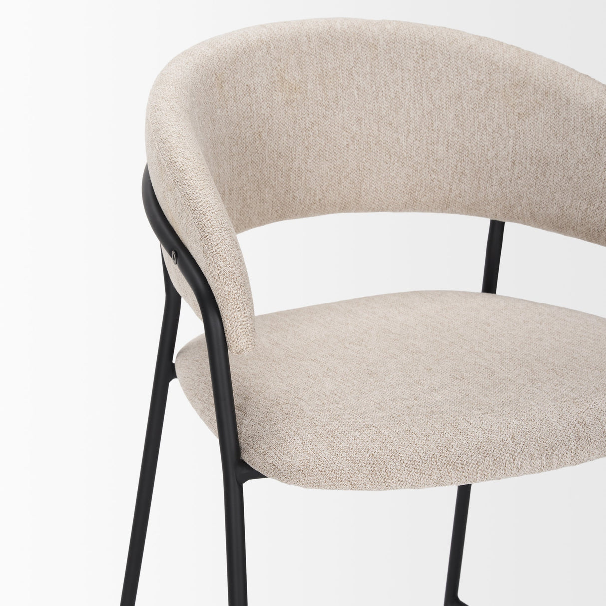 Carolyn Bar Stool w/ Oatmeal Fabric & Matte Black Metal by Mercana at Eve Furniture