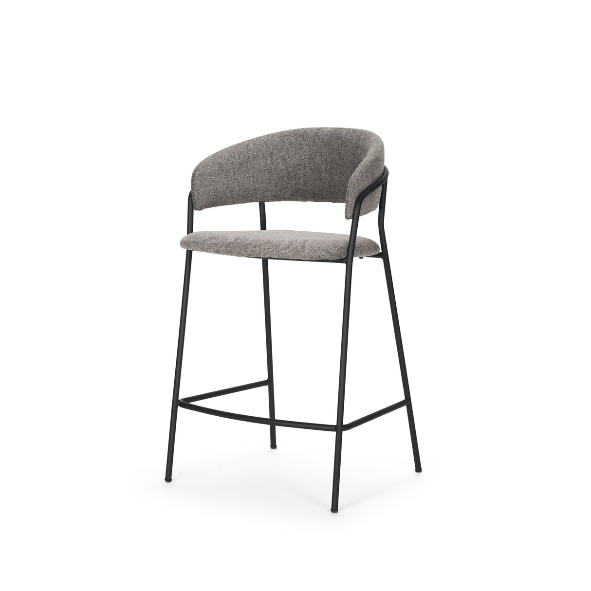 Carolyn Counter Stool w/ Gray Fabric & Matte Black Metal by Mercana at Eve Furniture
