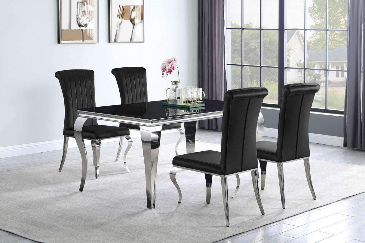 Carone Chrome/Black Rectangular Dining Table by Coaster at Eve Furniture