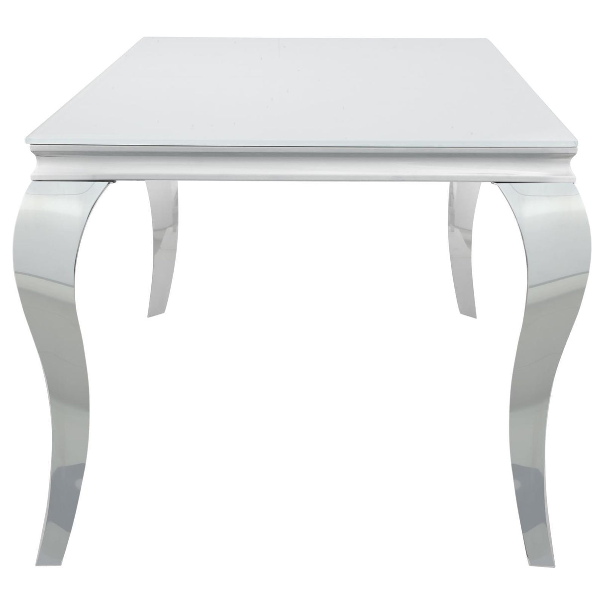 Carone White/Chrome Glass Top Dining Table by Coaster at Eve Furniture