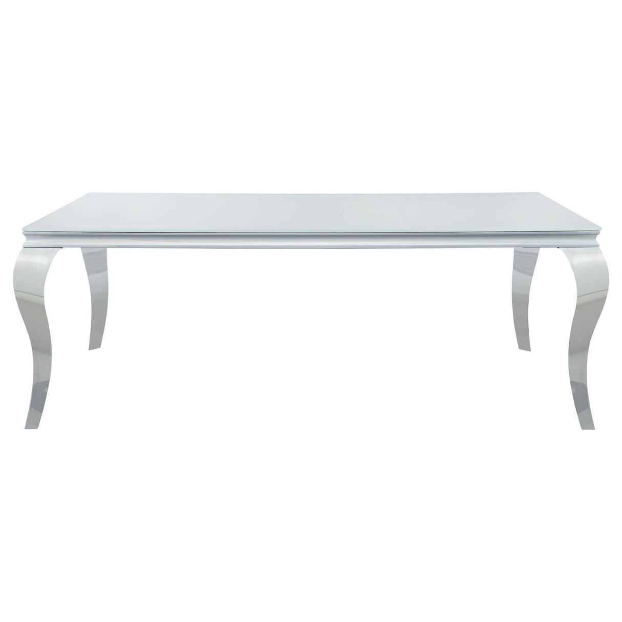 Carone White/Chrome Rectangular Glass Top Dining Table by Coaster at Eve Furniture