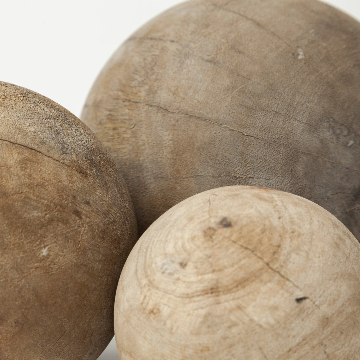Carrick (Set of 3) Natural Wood Decorative Spheres by Mercana at Eve Furniture