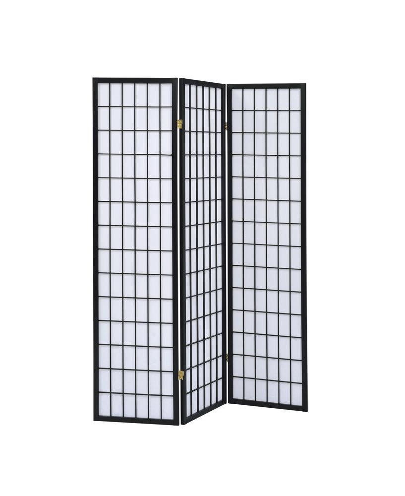 Carrie Black/White 3-Panel Folding Screen by Coaster at Eve Furniture
