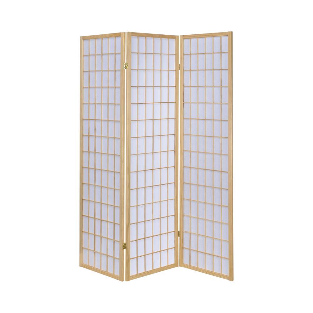 Carrie Natural/White 3-Panel Folding Screen by Coaster at Eve Furniture