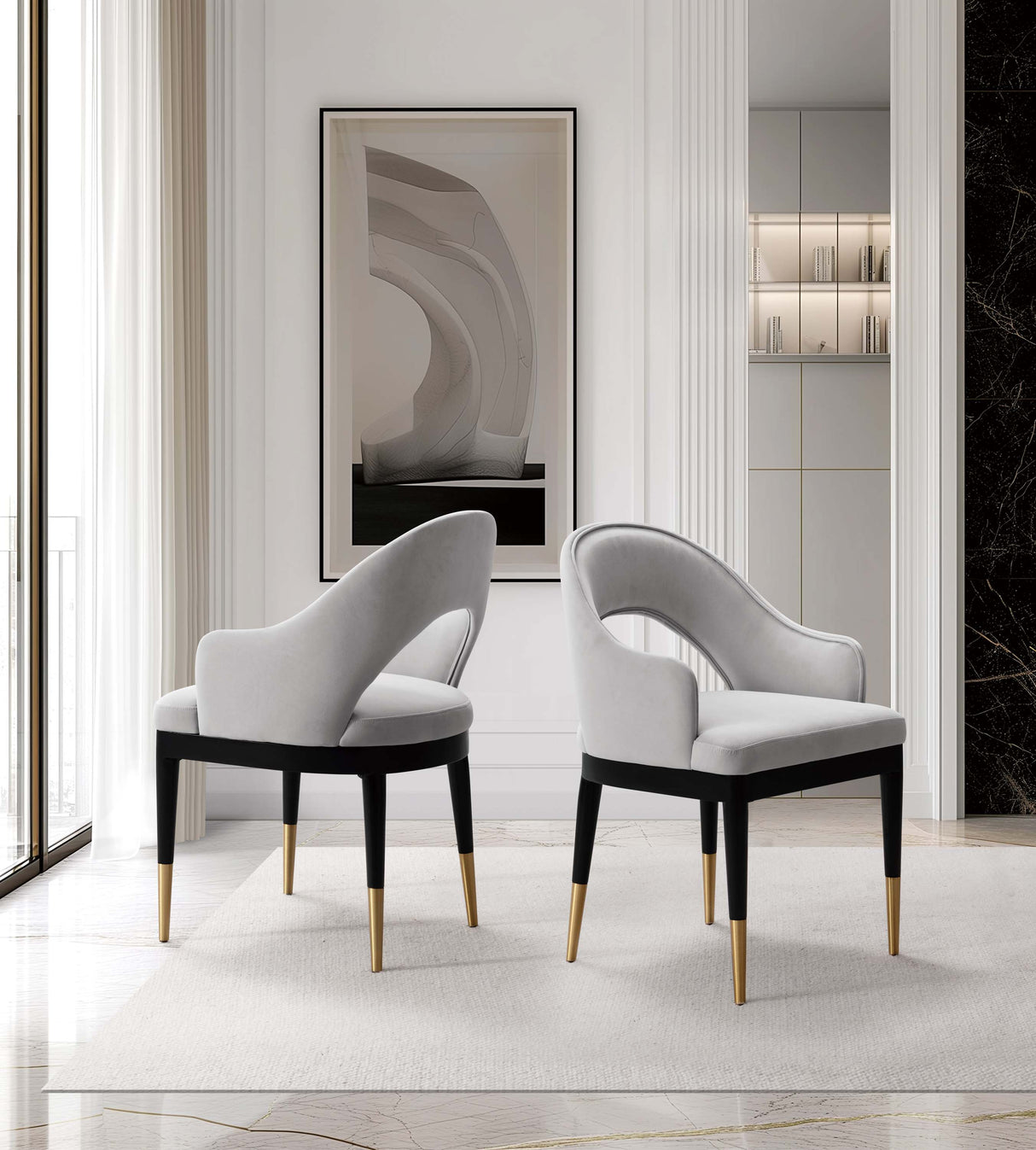 Carrington Dining Armchair in Light Grey (set of 2) by Manhattan Comfort at Eve Furniture