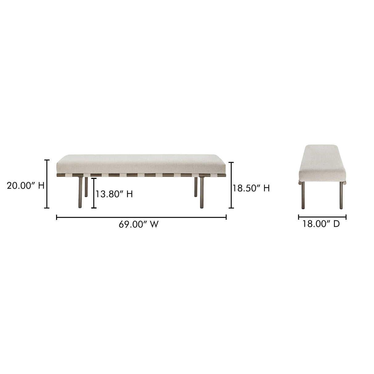 Carson Beige Dining Bench by Moe's Home at Eve Furniture