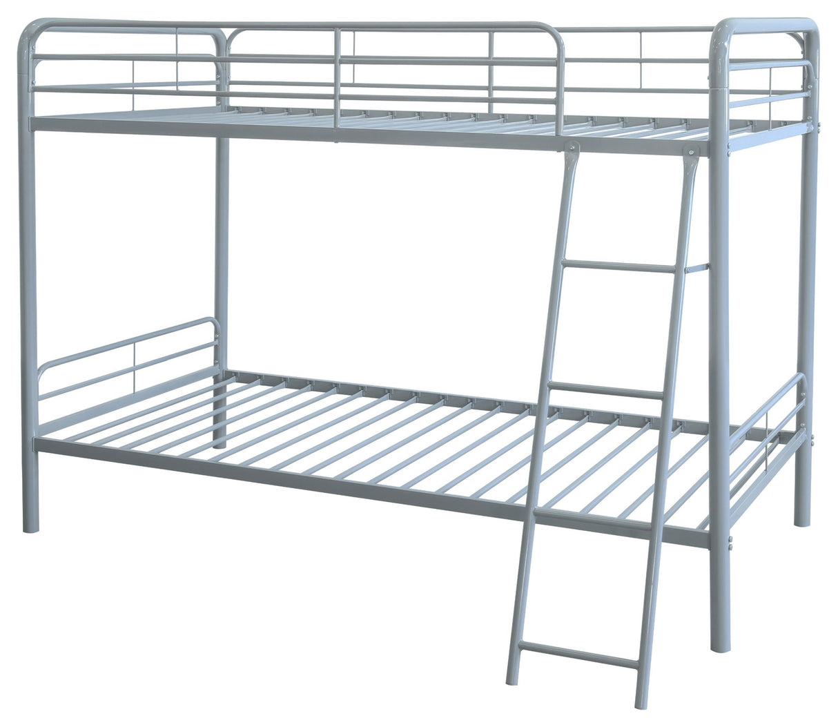 Carson Glossy Silver Metal Twin Over Twin Bunk Bed by Coaster at Eve Furniture