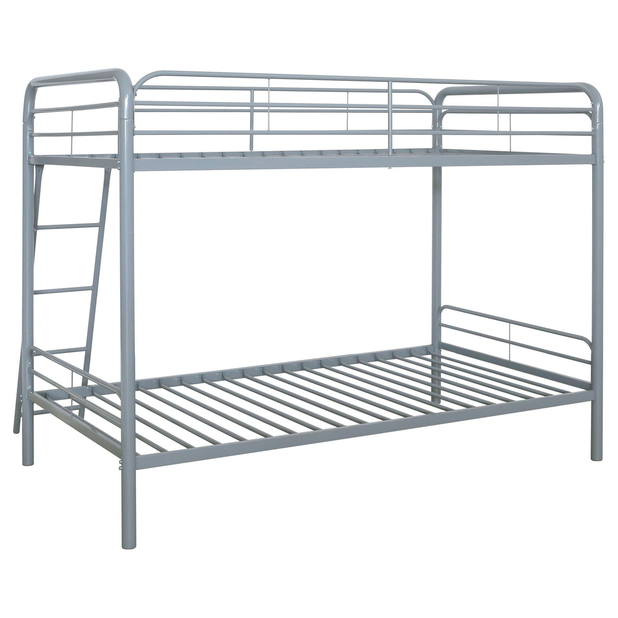 Carson Glossy Silver Metal Twin Over Twin Bunk Bed by Coaster at Eve Furniture