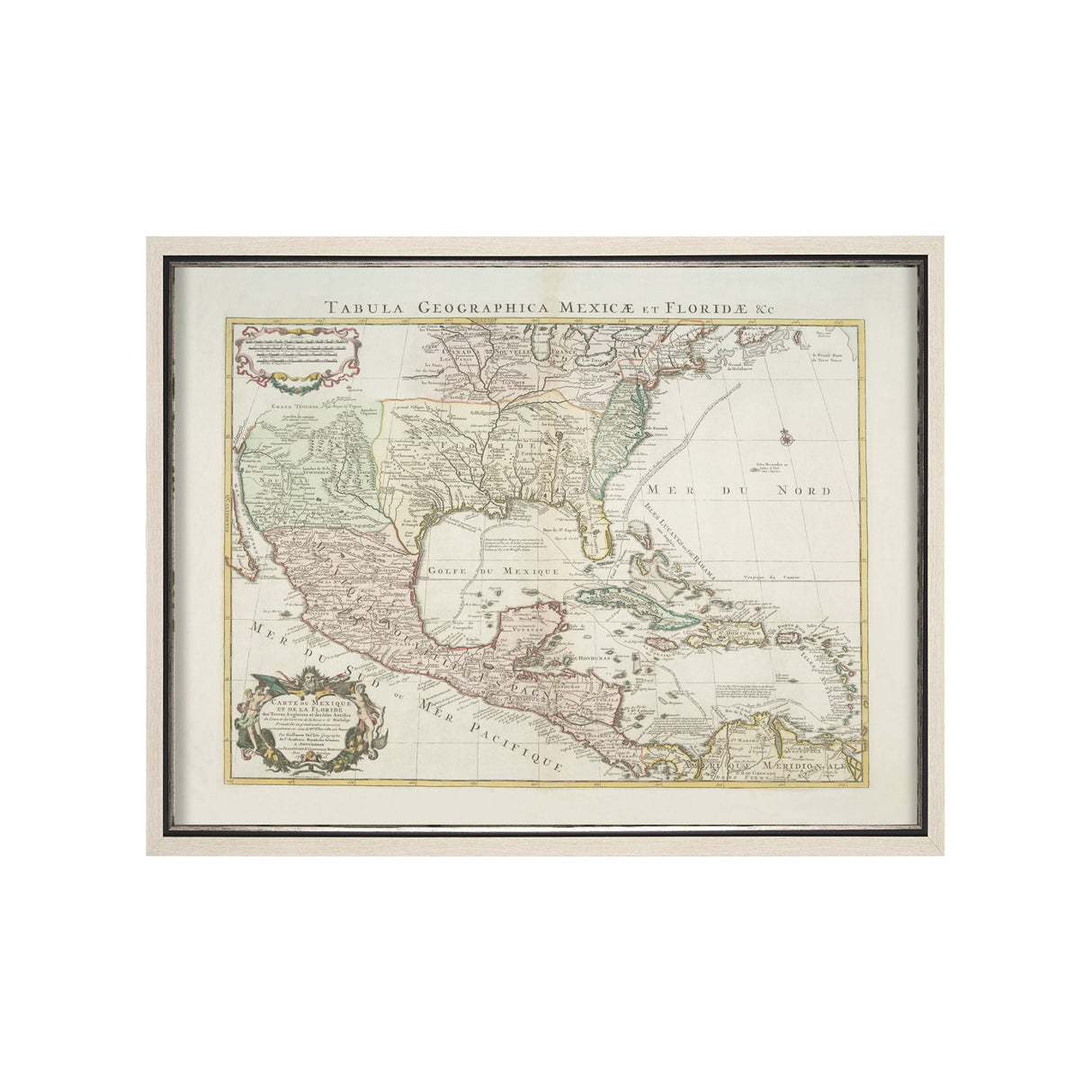 Carte Du Mexique Et De La Floride by Mercana Studio a Hand Embellished Textured Framed Art Print by Mercana at Eve Furniture