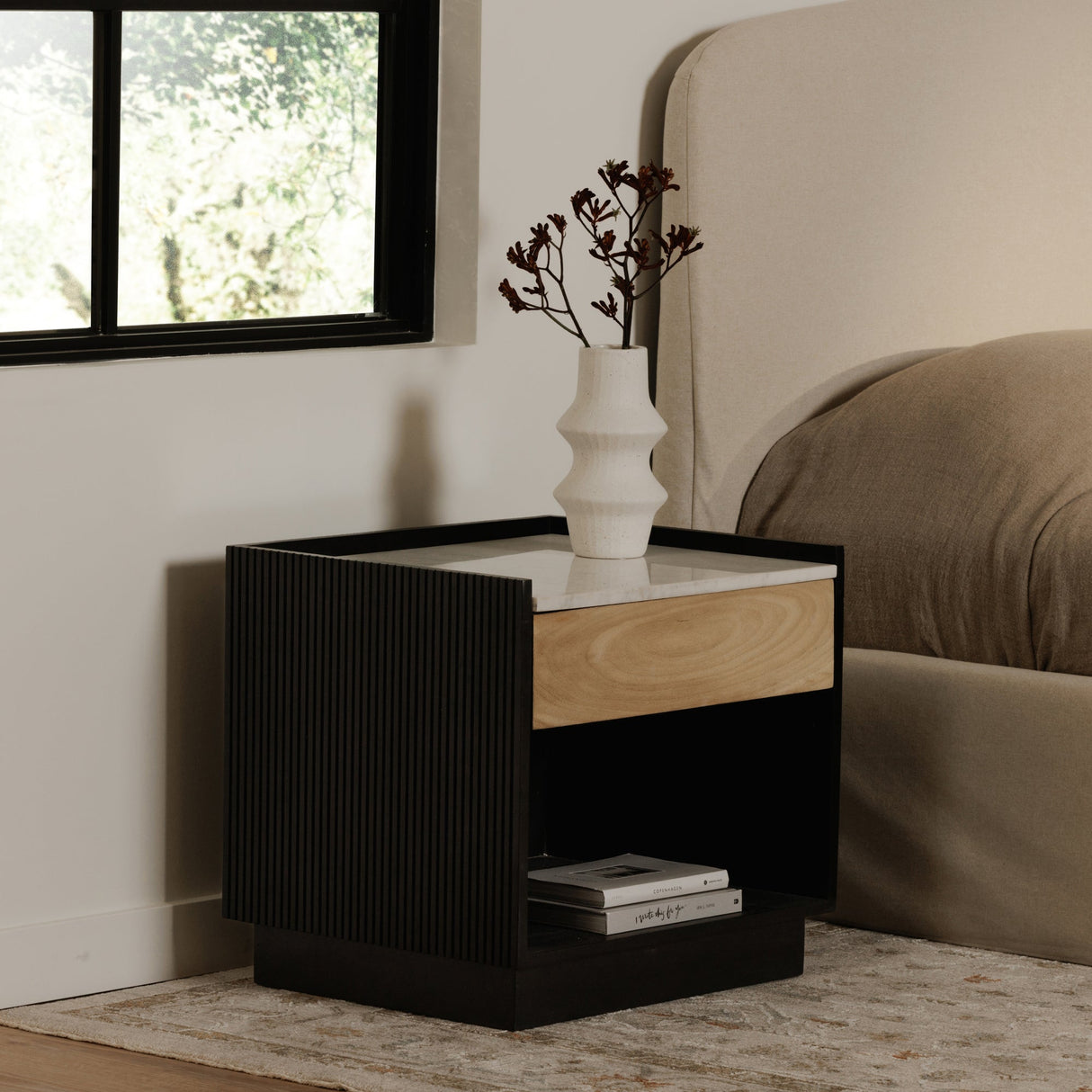 Carter Black Nightstand by MOES at Eve Furniture