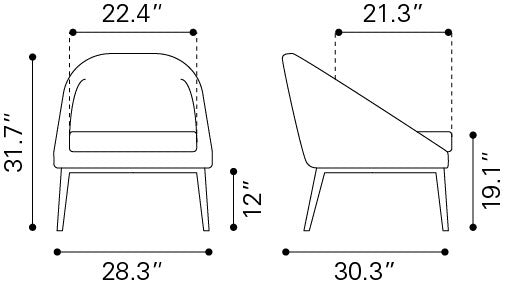 Carter Gray Accent Chair by Zuomod at Eve Furniture
