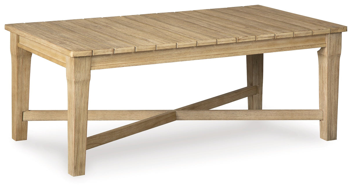 Carter Hall Beige Outdoor Coffee Table by Ashley at Eve Furniture